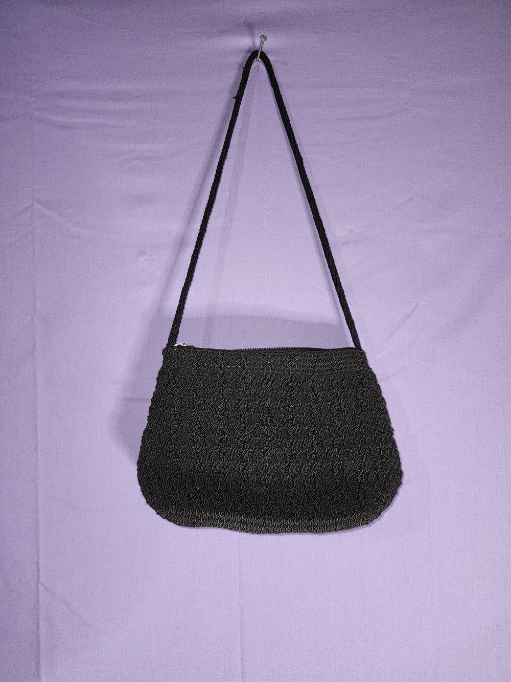 Black Vintage Woven Mini Shoulder Bag